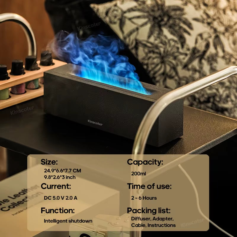 GS Flame Aroma Diffuser Air Humidifier Ultrasonic Cool Mist Maker Fogger Led Essential Oil Lamp Realistic Fire Difusor