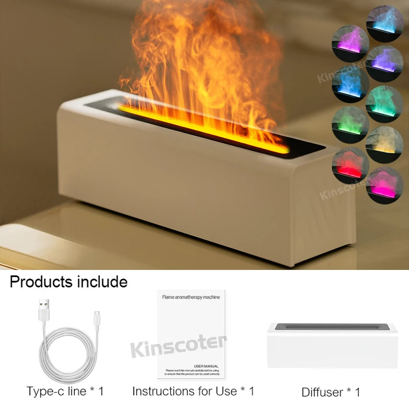 GS 9 IN 1 - RGB Flame Aroma Diffuser Air Humidifier Ultrasonic Cool Mist Maker Fogger LED Essential Oil Difusor Fragrance Home