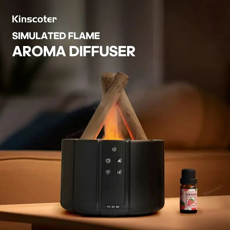 GS Simulated Flame Aroma Diffuser Bonfire Air Humidifier Ultrasonic Cool Mist Maker Fogger LED Essential Oil Lamp Difusor