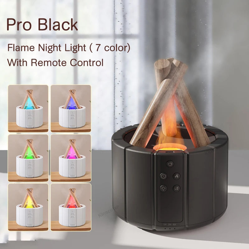 GS Simulated Flame Aroma Diffuser Bonfire Air Humidifier Ultrasonic Cool Mist Maker Fogger LED Essential Oil Lamp Difusor