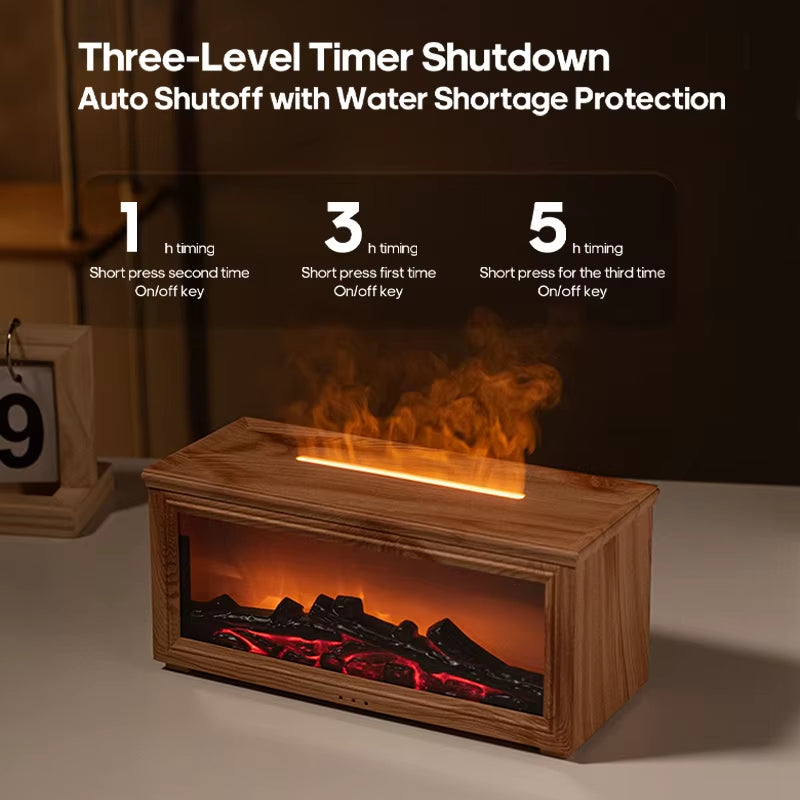 GS 8 IN 1 - New Colorful Flame Mini Fireplace Aroma Diffuser 280Ml Waterless Auto-Off Air Humidifier with Timer Remote Control for Home Gift