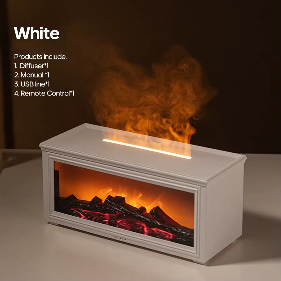 GS 8 IN 1 - New Colorful Flame Mini Fireplace Aroma Diffuser 280Ml Waterless Auto-Off Air Humidifier with Timer Remote Control for Home Gift