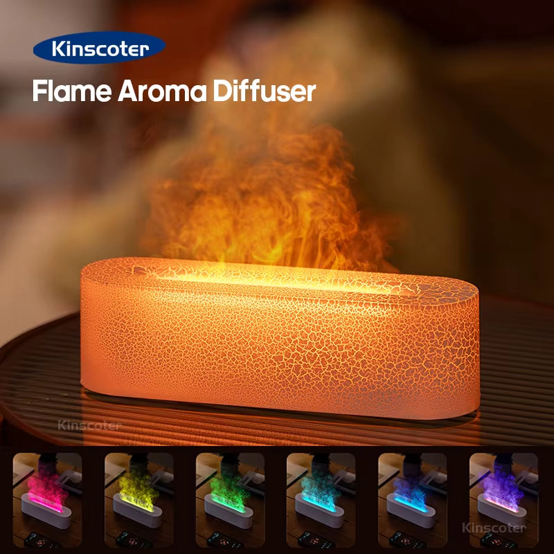 GS 9 IN 1 - RGB Flame Aroma Diffuser Air Humidifier Ultrasonic Cool Mist Maker Fogger LED Essential Oil Difusor Fragrance Home