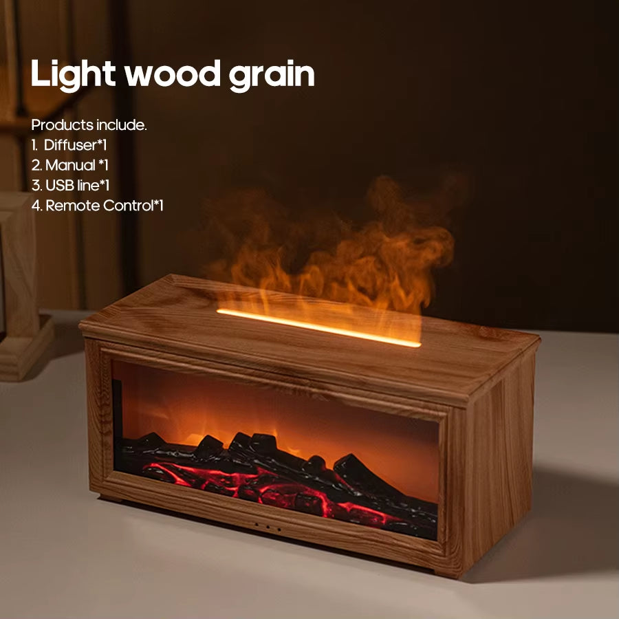 GS 8 IN 1 - New Colorful Flame Mini Fireplace Aroma Diffuser 280Ml Waterless Auto-Off Air Humidifier with Timer Remote Control for Home Gift