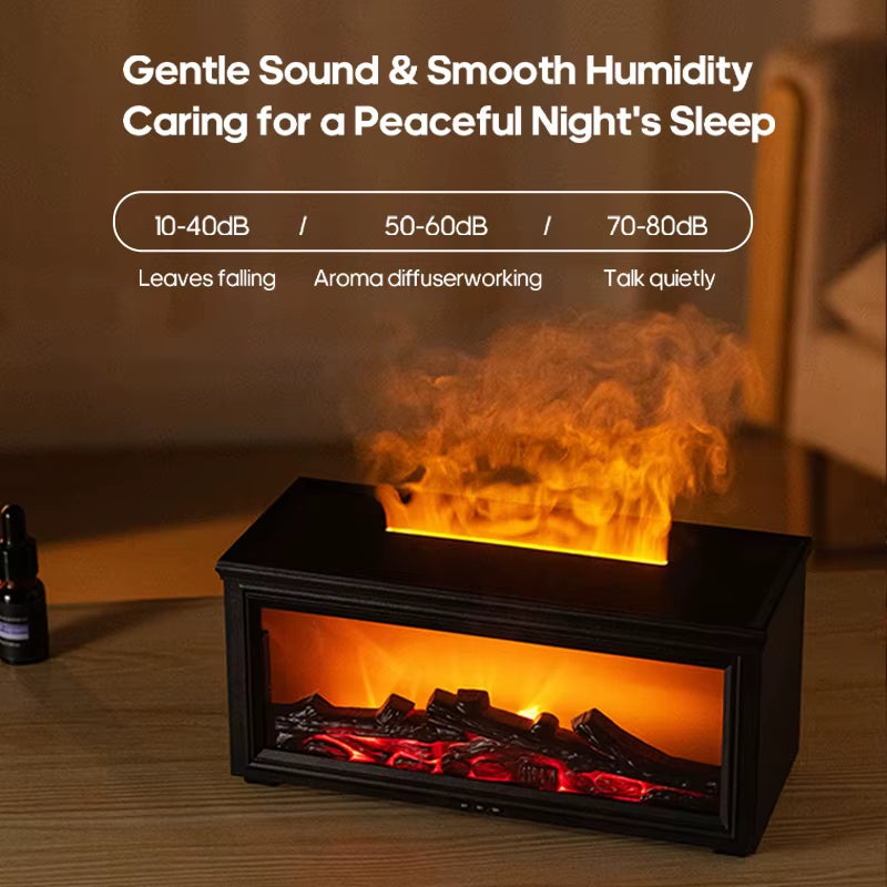 GS 8 IN 1 - New Colorful Flame Mini Fireplace Aroma Diffuser 280Ml Waterless Auto-Off Air Humidifier with Timer Remote Control for Home Gift