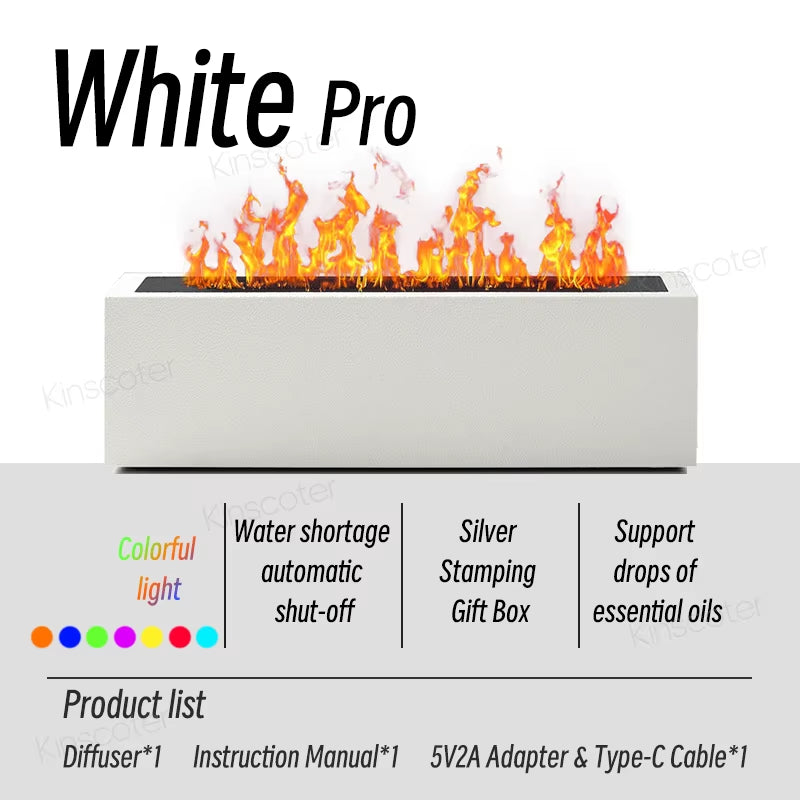 GS Flame Aroma Diffuser Air Humidifier Ultrasonic Cool Mist Maker Fogger Led Essential Oil Lamp Realistic Fire Difusor