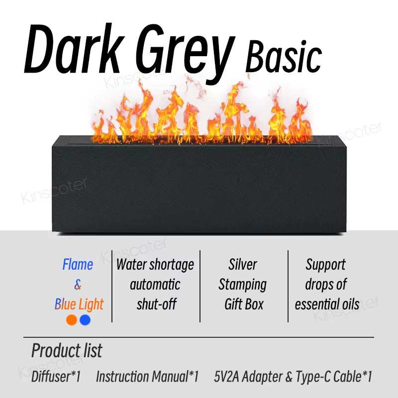 GS Flame Aroma Diffuser Air Humidifier Ultrasonic Cool Mist Maker Fogger Led Essential Oil Lamp Realistic Fire Difusor