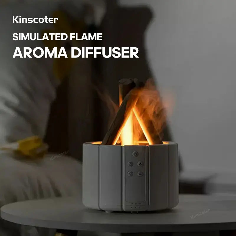 GS Simulated Flame Aroma Diffuser Bonfire Air Humidifier Ultrasonic Cool Mist Maker Fogger LED Essential Oil Lamp Difusor