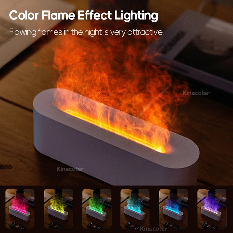 GS 9 IN 1 - RGB Flame Aroma Diffuser Air Humidifier Ultrasonic Cool Mist Maker Fogger LED Essential Oil Difusor Fragrance Home