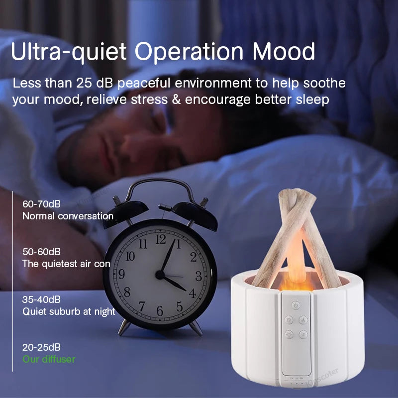 GS Simulated Flame Aroma Diffuser Bonfire Air Humidifier Ultrasonic Cool Mist Maker Fogger LED Essential Oil Lamp Difusor