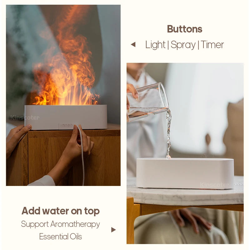 GS 9 IN 1 - RGB Flame Aroma Diffuser Air Humidifier Ultrasonic Cool Mist Maker Fogger LED Essential Oil Difusor Fragrance Home