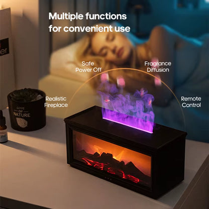GS 8 IN 1 - New Colorful Flame Mini Fireplace Aroma Diffuser 280Ml Waterless Auto-Off Air Humidifier with Timer Remote Control for Home Gift