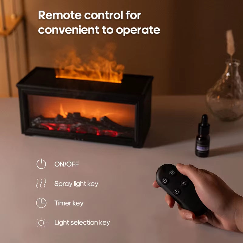 GS 8 IN 1 - New Colorful Flame Mini Fireplace Aroma Diffuser 280Ml Waterless Auto-Off Air Humidifier with Timer Remote Control for Home Gift