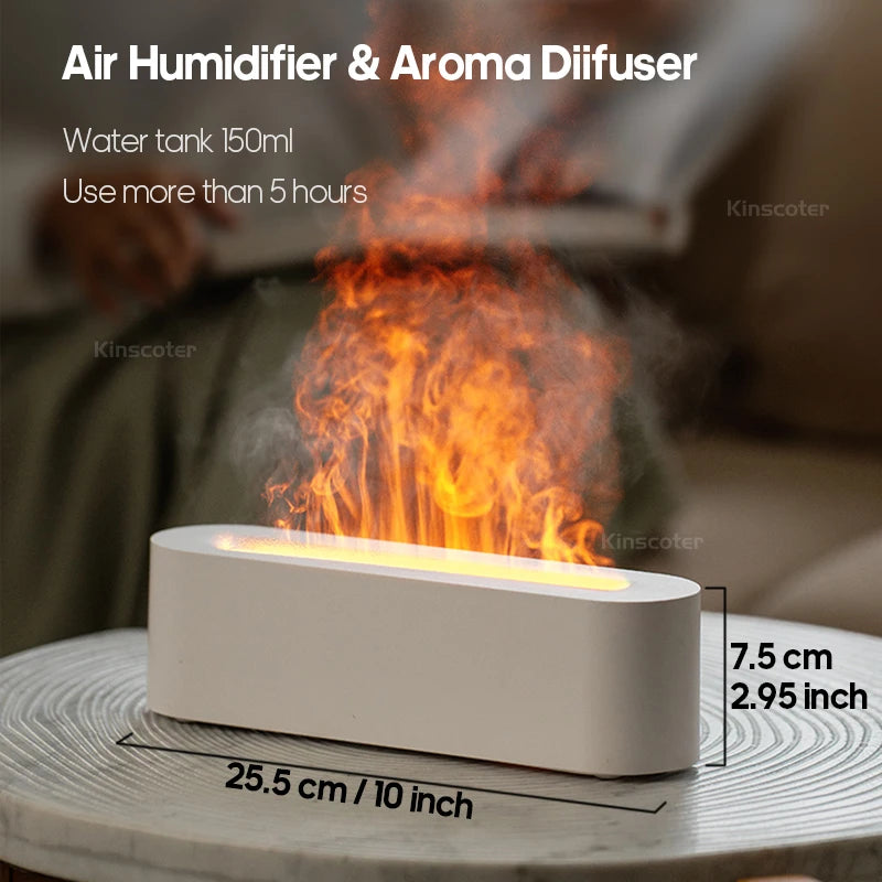 GS 9 IN 1 - RGB Flame Aroma Diffuser Air Humidifier Ultrasonic Cool Mist Maker Fogger LED Essential Oil Difusor Fragrance Home