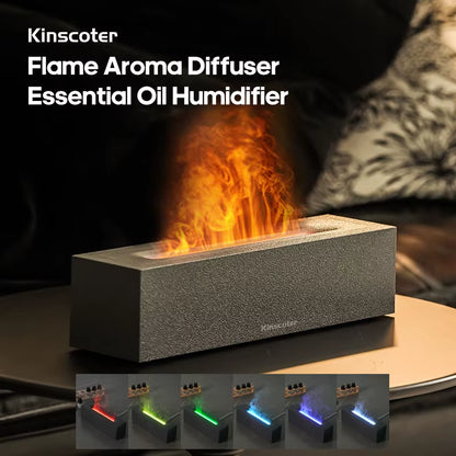 GS Flame Aroma Diffuser Air Humidifier Ultrasonic Cool Mist Maker Fogger Led Essential Oil Lamp Realistic Fire Difusor