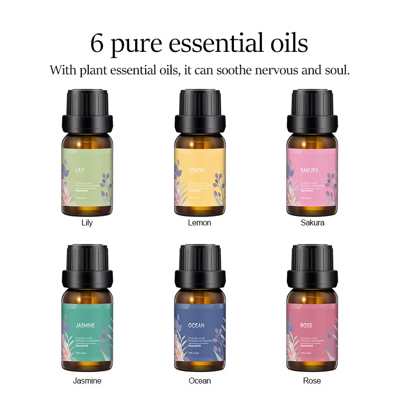 GS Drop Shipping Plants Essential Oils TOP6 Set for Aromatherapy Aroma Diffusers